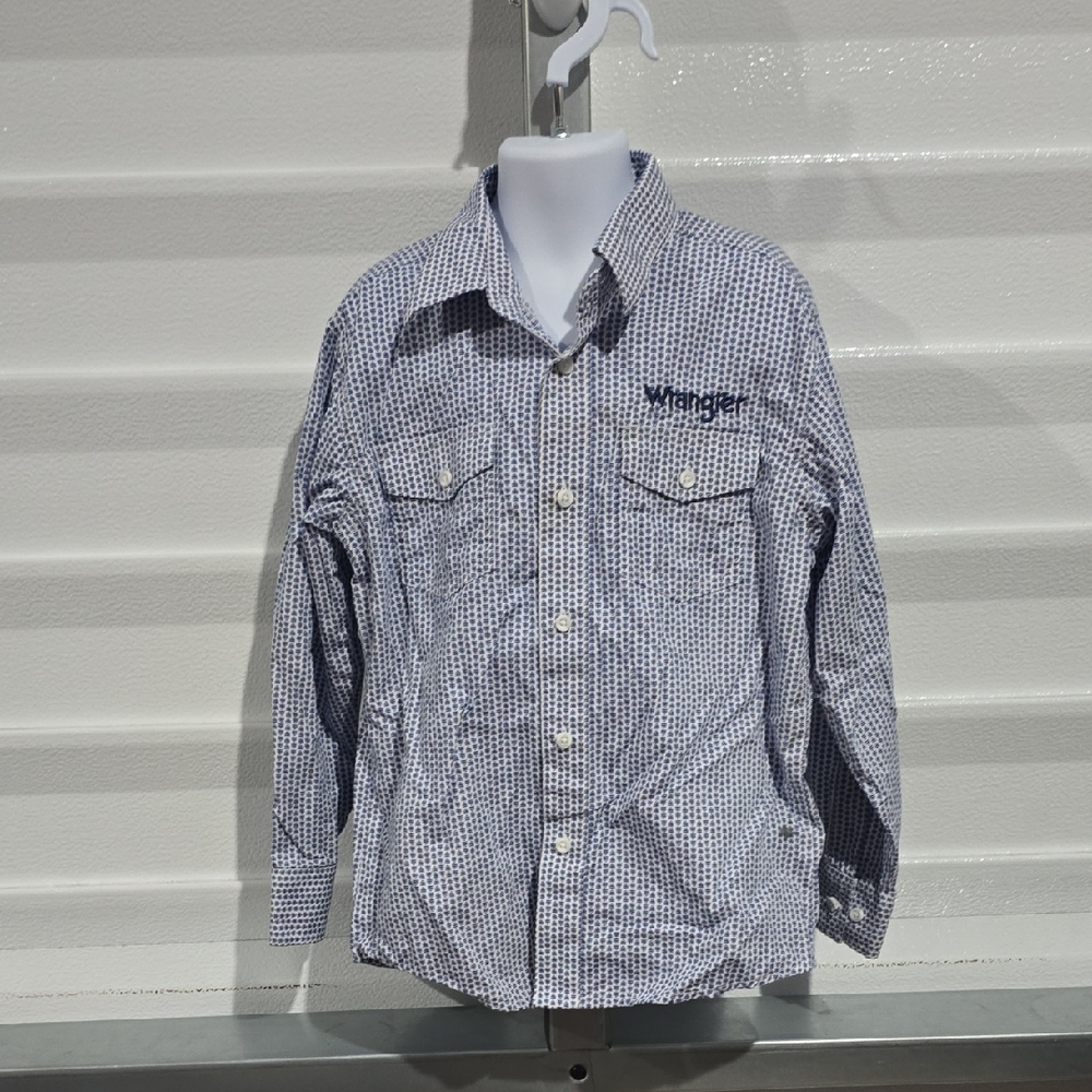 Wrangler Kids' Navy and White Button Down Shirt Size Medium‎